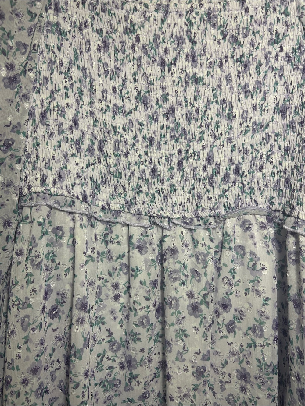 Altar’d State, Lavender Floral Smocked Dress, Size L - Picture 7 of 13